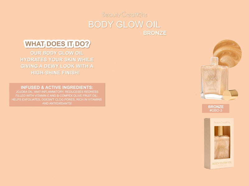 Load image into Gallery viewer, Face- Beauty Creations Body Glow Oil GBO-3 BRONZE (3pc bundle,$4 each)
