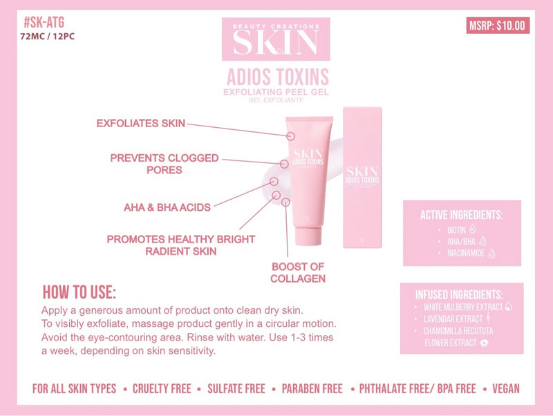 Load image into Gallery viewer, BEAUTY CREATIONS SKINCARE Adios Toxins Exfoliating Peel Gel (3pc min, $5.00 Each)
