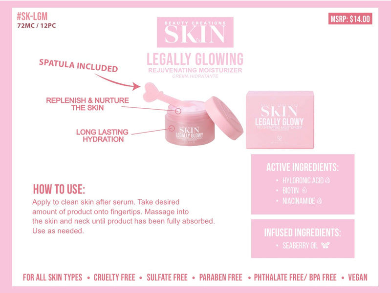 Load image into Gallery viewer, BEAUTY CREATIONS SKINCARE- Legally Glowing Rejuvenating Moisturizer (3pc min,  $6.00 Each)
