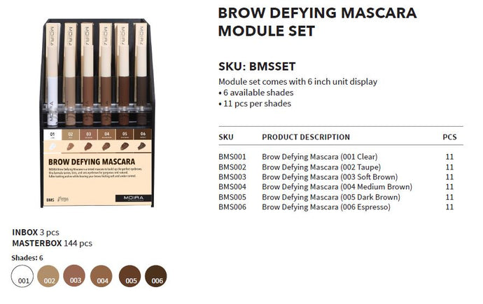 Eyebrows- Moira Brow Defying Mascara Display (66pcs + Samples)