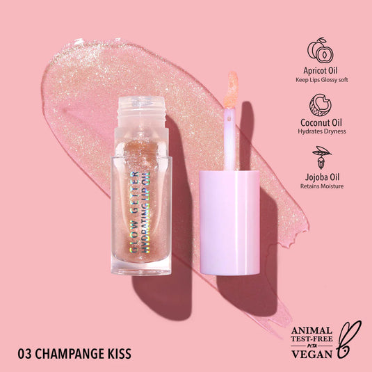 Lips- MOIRA Glow Getter Hydrating Lip Oil GLO003- Champagne Kiss (3pc Bundle, $3 each)