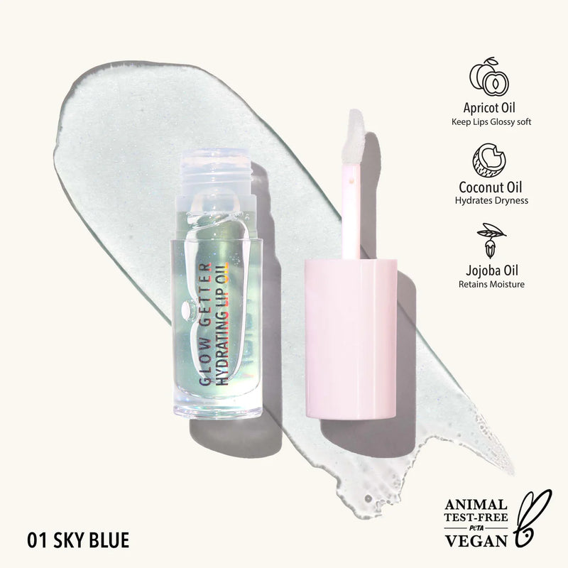 Load image into Gallery viewer, Lips- MOIRA Glow Getter Hydrating Lip Oil GLO001- Sky Blue (3pc Bundle, $3 each)
