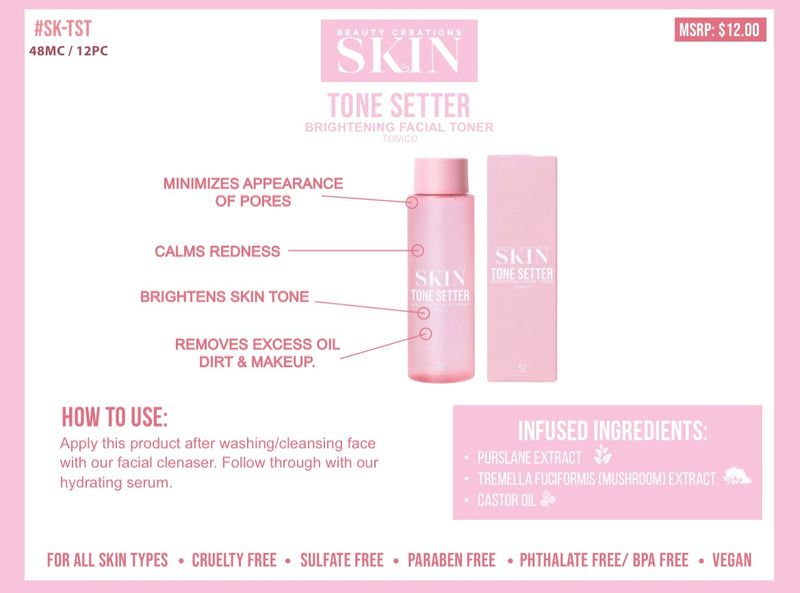 Load image into Gallery viewer, BEAUTY CREATIONS SKINCARE-Tone Setter Brightening Facial Toner (3pc min, $5.50 each)
