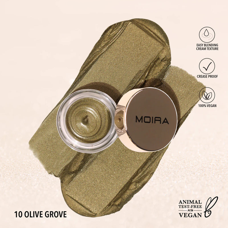 Load image into Gallery viewer, EYES- MOIRA Everlust Shimmer Cream Shadow- ESC 10 Olive Grove (3pc bundle, $3 each)
