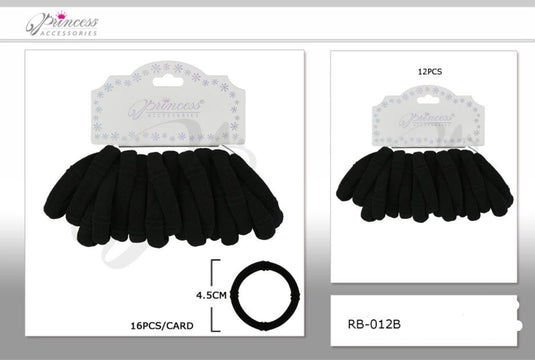 Hair- Hair ties Black RB-012B (12pc pack)
