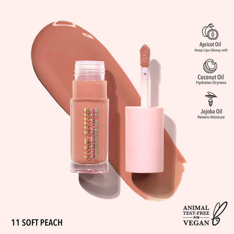 Load image into Gallery viewer, Lips- MOIRA Glow Getter Hydrating Lip Oil GLO011- Soft Peach (3pc Bundle, $3 each)
