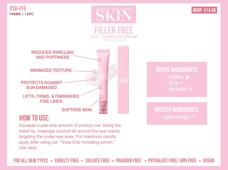 Load image into Gallery viewer, BEAUTY CREATIONS SKINCARE-Filler Free Anti-Aging Eye Cream (3pc min, $6 each)
