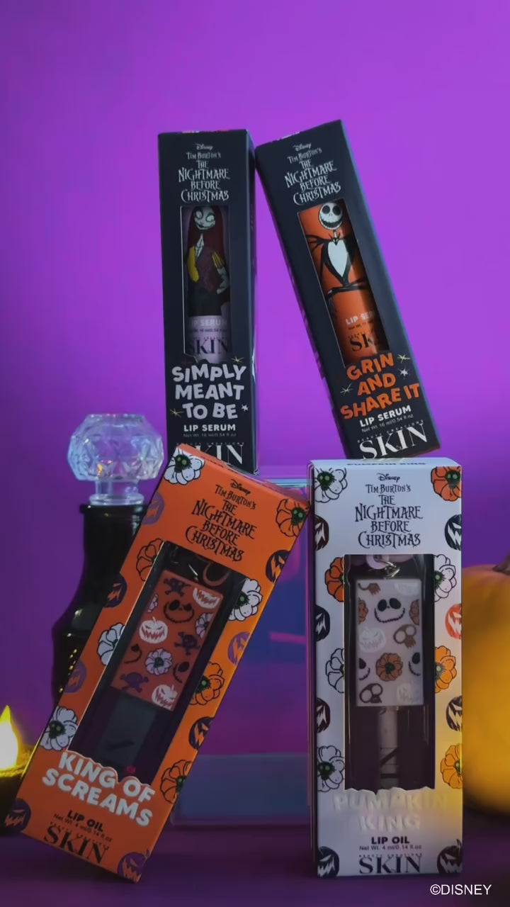 Load and play video in Gallery viewer, Lips-Beauty Creations Tim Burton’s The Nightmare Before Christmas Lip Oil “King of Screams” #NBC-LO1 ($3.75 each, 6pc bundle)
