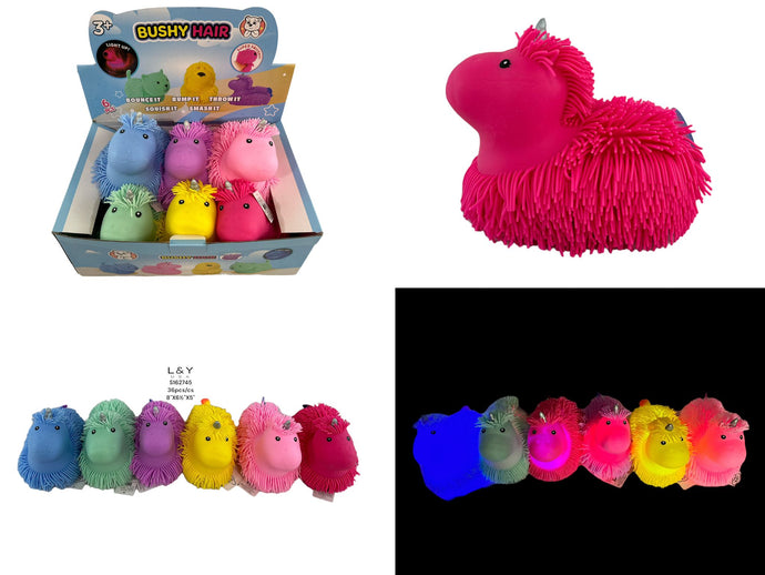 Novelties- Shaggy Unicorn Light Up Squishy Toy S162745 (6pc box)