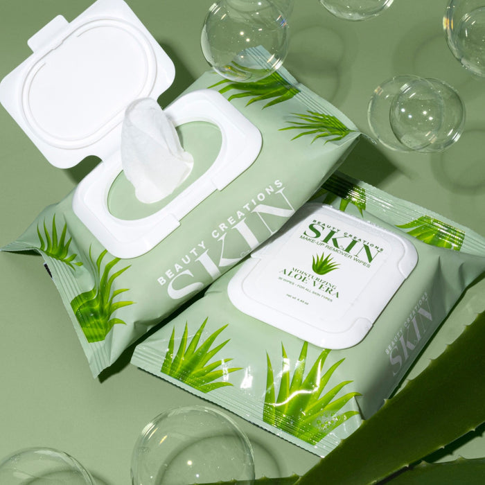 Load image into Gallery viewer, Beauty Creations Skin Makeup Remover Wipes ALOE VERA (6pc bundle, $1 each)
