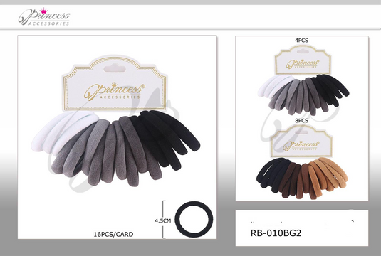 Hair-Black, White & Brown Hair Ties RB-010BG2  (12pc pack)
