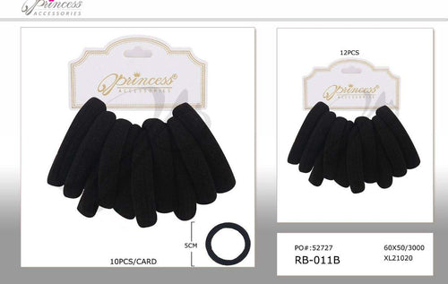 Hair- Black Hair ties RB-011B (12pc pack)