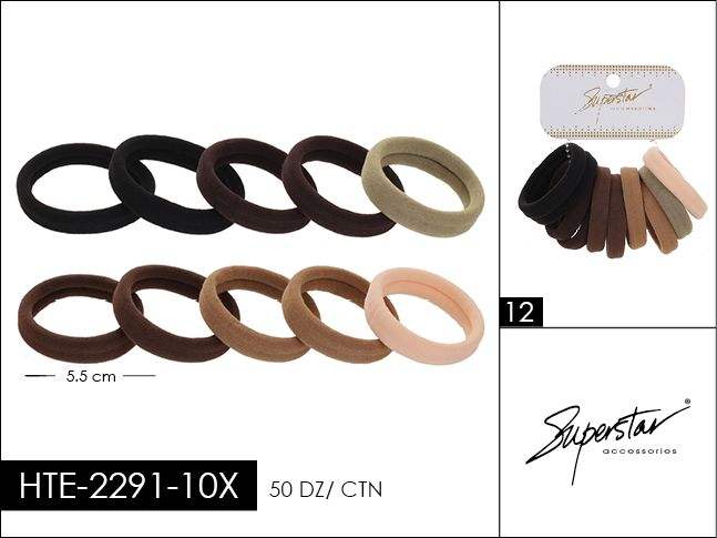 Hair- Brown Hair Ties HTE-2291-10X (12pc pack)