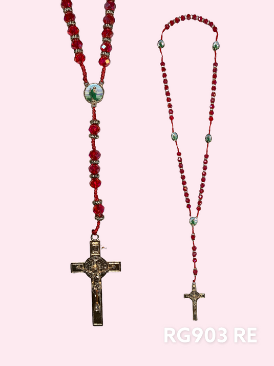 San Judas Rosary- RED Gold RG903 RE (12pc bundle)