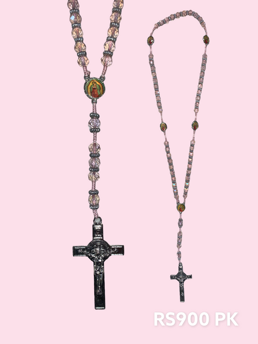 Virgin Mary Rosary- Pink  RS900 PK (12pc bundle)