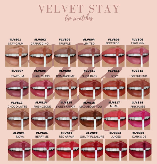 Beauty Creations Velvet Stay Semi Suede Liquid Lipstick 144pc plus  FREE samples