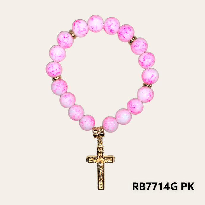 Cross marble bracelet PINK RB7714G PK (12pc pack)