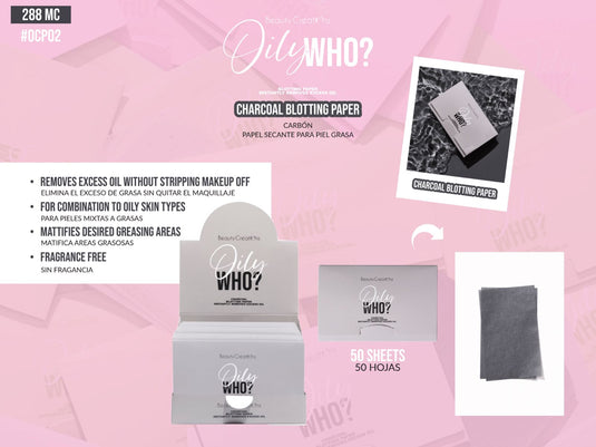 Face-Beauty Creations Oily Who? Blotting Paper- Charcoal OCP02 (24pc display, $2 each)