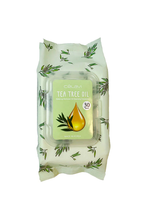 Celavi Tea Tree Oil- Makeup remover oil wipes (6pc BULK $1 each)