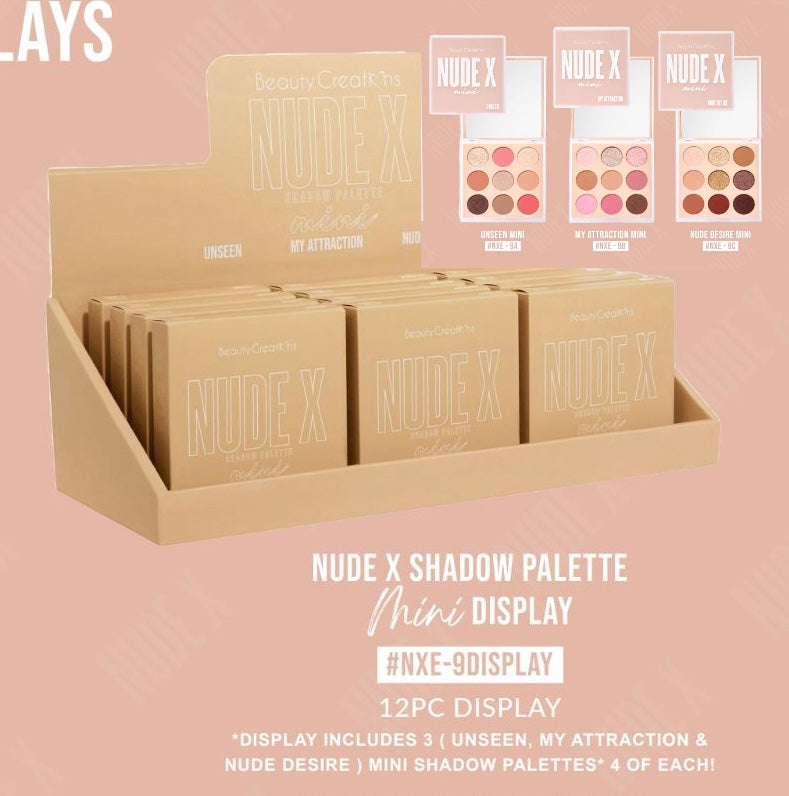 Load image into Gallery viewer, Eyes- Beauty Creations Nude X Mini Eyeshadow Palette NXE9display (12pc display, $4 each)
